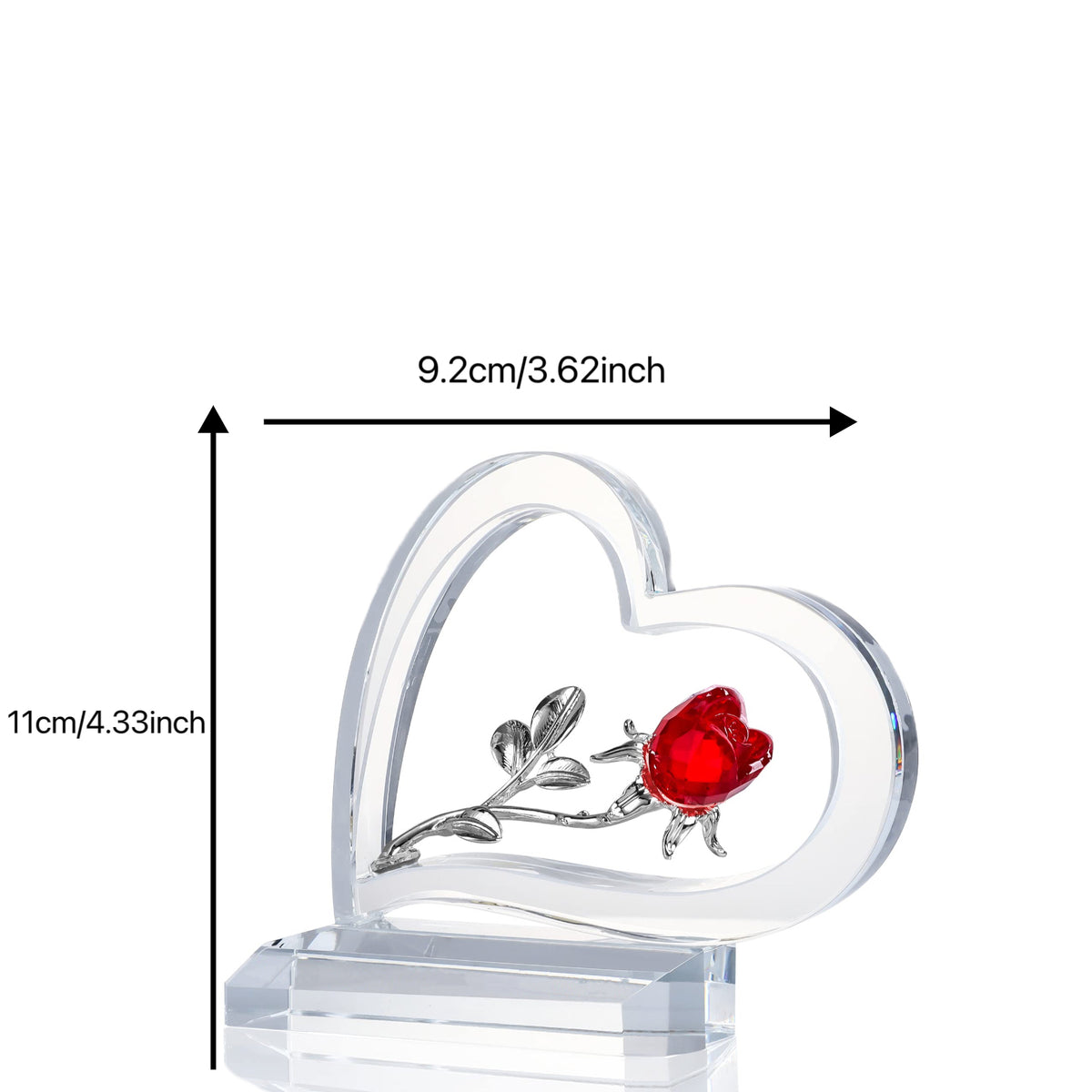 Crystal Red Rose Statue - Romantic Gift