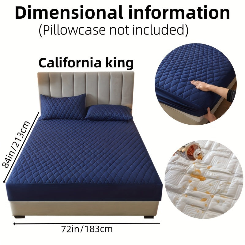 1pc Layered Solid Color Waterproof Mattress Protector (Without Pillowcase And Pillow Insert) Soft And Comfortable Mattress Cover Bedroom Guest Room Bedding Waterproof Mattress Protector Room Bedspread Non-slip All-inclusive P