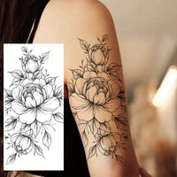 Large Peony Flower Temporary Tattoo Sticker