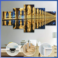 Wooden Framed Canvas, Magnificent Architecture Theme Poster - 5pcs