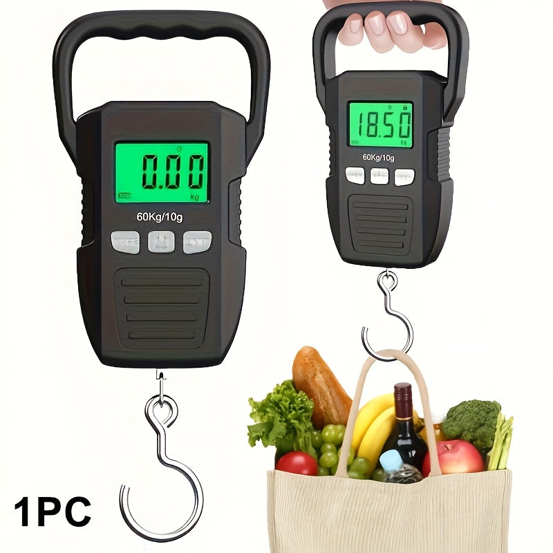 Durable Digital Hanging Scale with Large Backlit LCD Display - 132lb/60kg