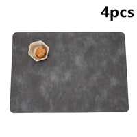4pcs Set Faux Leather Placemats - Non-Slip, Heat-Resistant Table Mats with Cowhide Texture for Dining & Kitchen