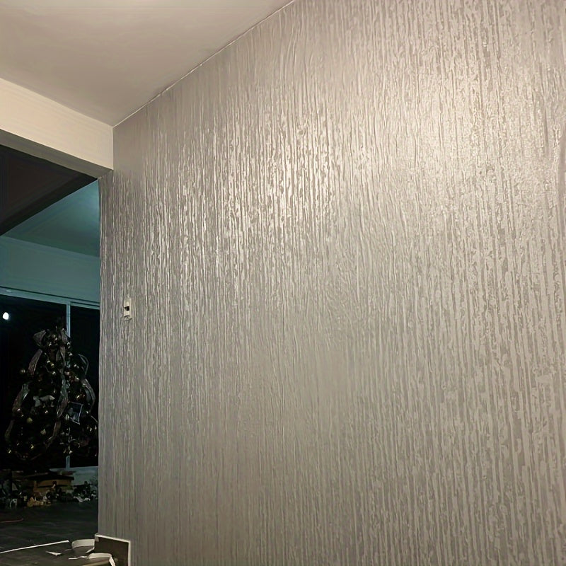 Industrial Silver Textured Vinyl Wallpaper - Washable Shimmer Shapes