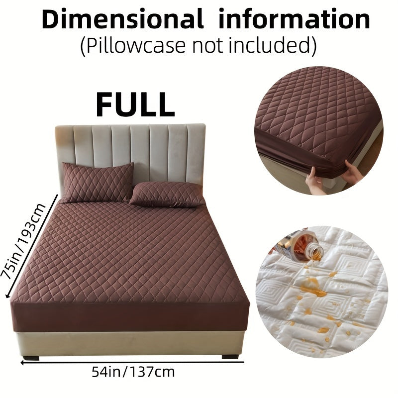 1pc Layered Solid Color Waterproof Mattress Protector (Without Pillowcase And Pillow Insert) Soft And Comfortable Mattress Cover Bedroom Guest Room Bedding Waterproof Mattress Protector Room Bedspread Non-slip All-inclusive P