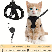 Escape-Proof Cat Harness & Leash Set - Reflective Soft Mesh Vest