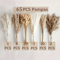 Luxurious Artificial Pampas Grass Bouquet - 65pcs