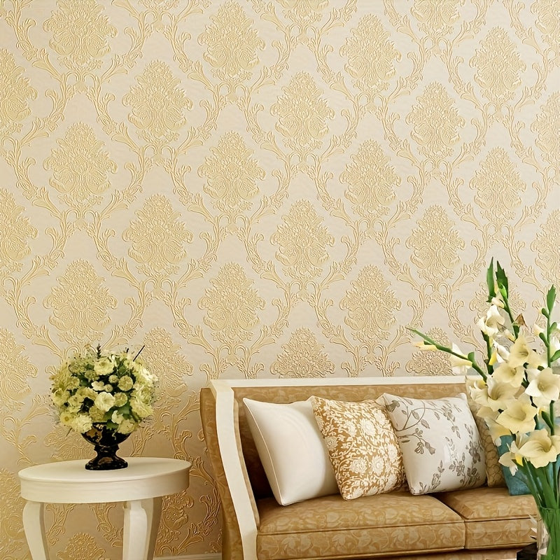 3D Embossed Self-Adhesive Wallpaper, Floral Pattern