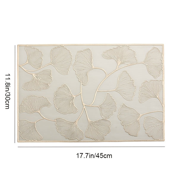 [4/6/8pcs Ginkgo Leaf Pattern Placemats] 1pc/4pcs/6pcs/8pcs Ginkgo Leaf Pattern PVC Placemats, Waterproof, Stain-Resistant, Heat-Resistant, Washable Table Mats for Home, Kitchen, Hotel, Restaurant Decor