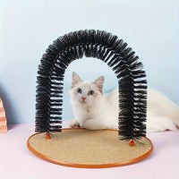 Self Groomer Cat Massager Toy, Interactive Cat Hair Removal Brush With Scratching Pad