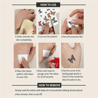 Black Simple Line Floral Patterns Finger Wrist Ear Can Last For 3-5 Days - 4 Sheets