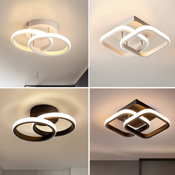 Pack of 1, modern black and white design LED ceiling light, suitable for corridors, stairs, entrance ceilings, wiring installation, suitable for holiday office, conference room, hotel lighting decoration
