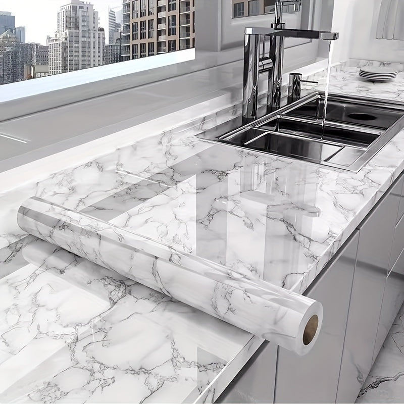 1 Roll of Marble Wallpaper, Self-Adhesive Kitchen Stickers - Waterproof And Stain-Resistant Kitchen Stickers, Window Sills, Bay Window Cabinets, Desktop Stickers, Furniture Renovation Wallpaper Stickers! Removable Self-Adhesi
