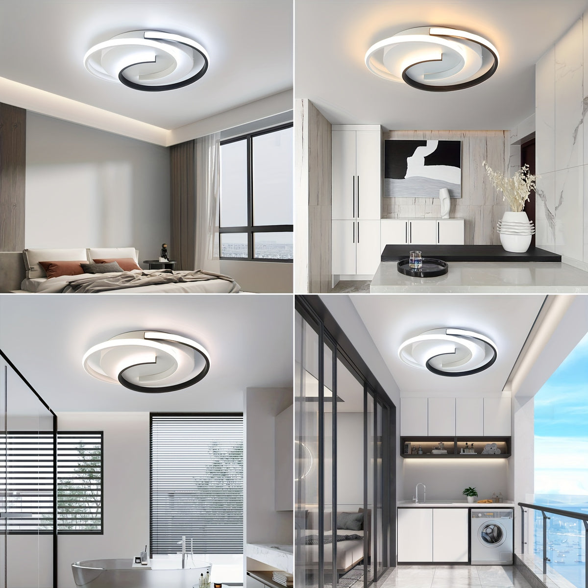 LED ceiling light source, 3000K/4000K/6000K modern ceiling light, black and white bedroom light source, round, living room light source with, for living room, bedroom, office