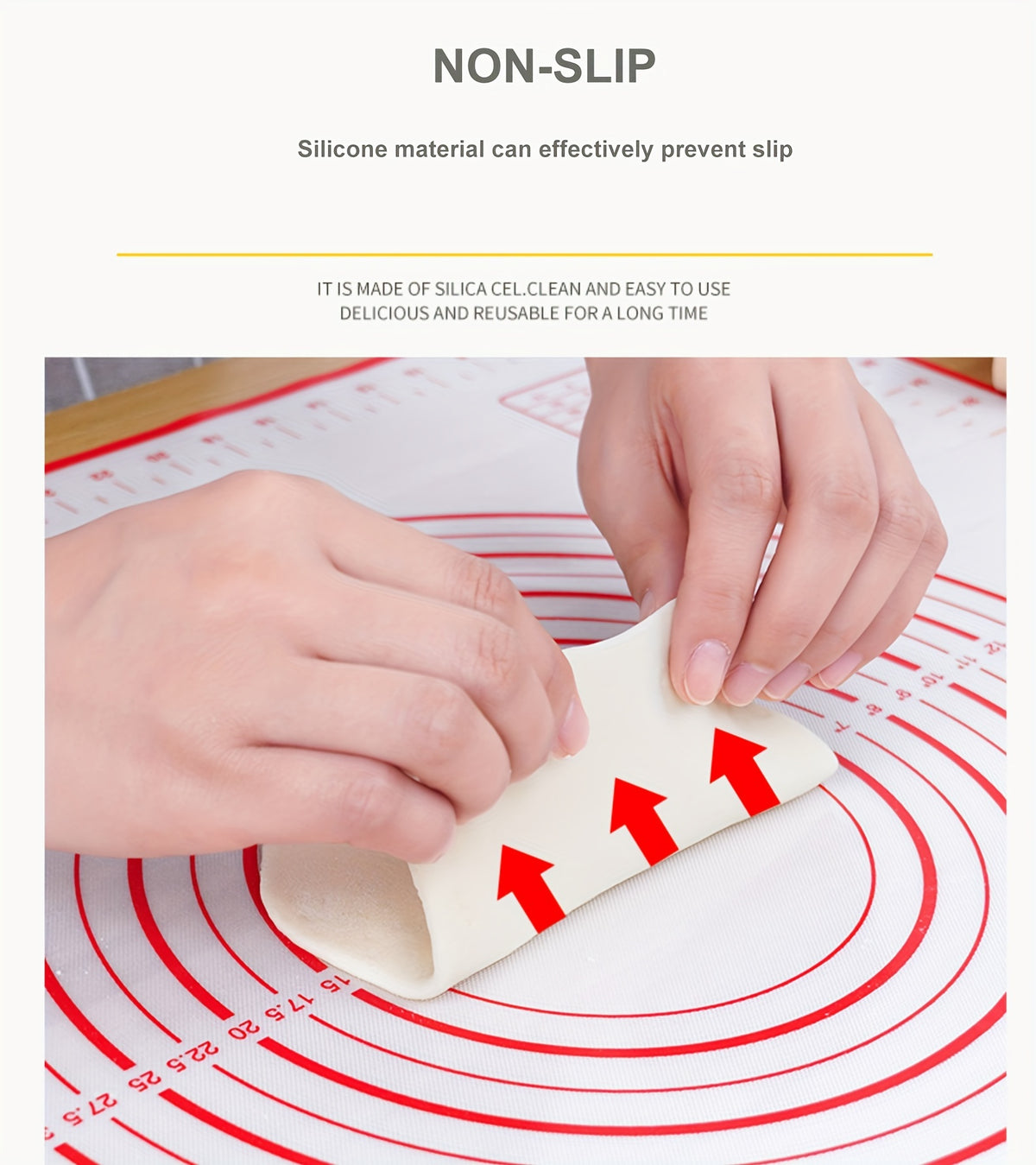 1pc Large Silicone Pastry Mat, Non-Stick Baking Mat for Pizza, Cakes, Dough, Kitchen Cooking, Grilling, Food-Safe Bakeware, Christmas Table Mat, Home Kitchen Essential