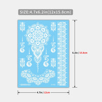 White Henna Temporary Tattoos - Lace Mandala Designs - 4 Sheets