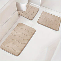 25D Sponge Density 3pcs/Highly Absorbent Embossed Textured Bath Mat. Non-slip Floor Mat, Super Soft and Comfortable Luxury Bath Rug, for Bathtub, Shower, Bathroom Accessories, Bathroom Decoration, Home Decor Floor Mat