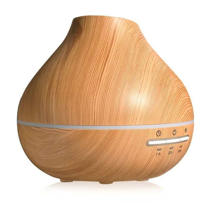 Large-Capacity Wood Grain Aromatherapy Diffuser with Essential Oil Compatibility, Timer, Auto Shut-Off, Soundwave technology Mist, USB Powered - Ideal for Spaces Over 45m²