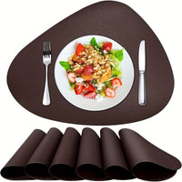 Round Faux Leather Placemats Set of 6, Non-Slip, Wipeable Table Mats for Dining, Kitchen, Restaurant, Cafe - Heat Resistant, Elegant Decorative Easy Clean Place Mats for Christmas