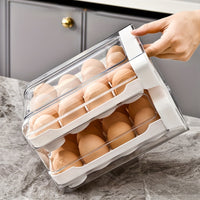 Large 32-Grid Transparent Double-Layer Egg Storage Box with Drawer