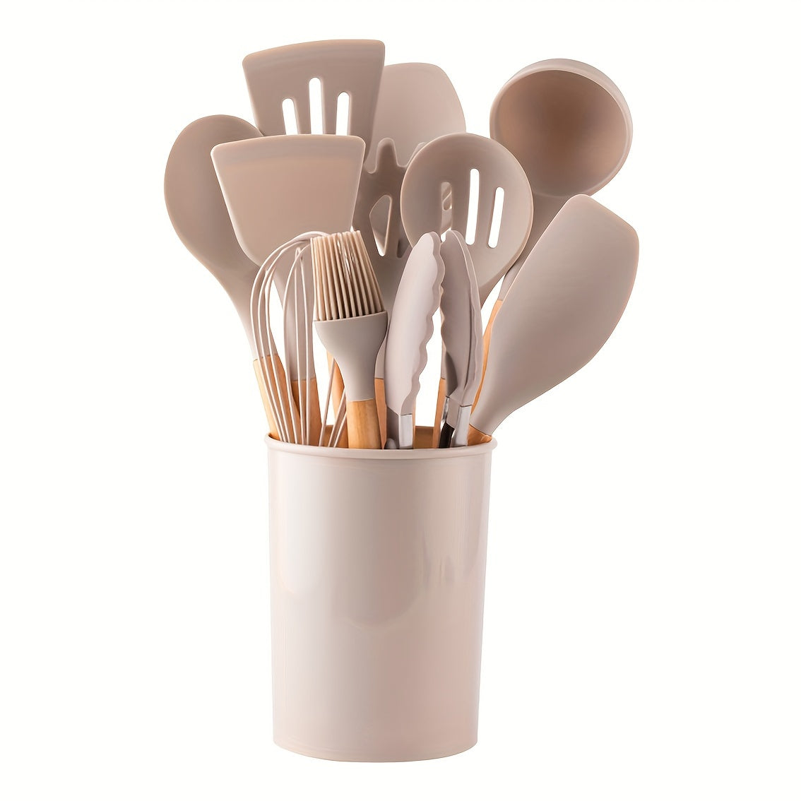 12pcs Silicone Kitchen Utensil Set with Wooden Handles