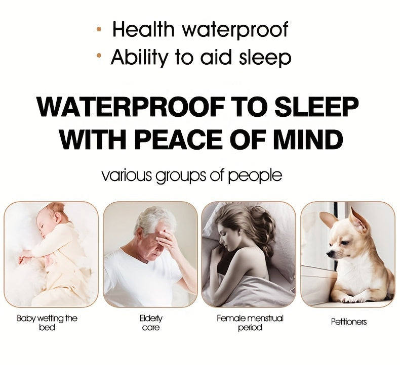 1pc Waterproof Mattress Pad Set, Dust & Stain Resistant, Soft Comfortable Bedding, Machine Washable, Polyester 100%, Polyurethane 100%, Woven, Active Printing, Ultrasonic Embossed, <3cm Thick, 80-85g Fabric Weight