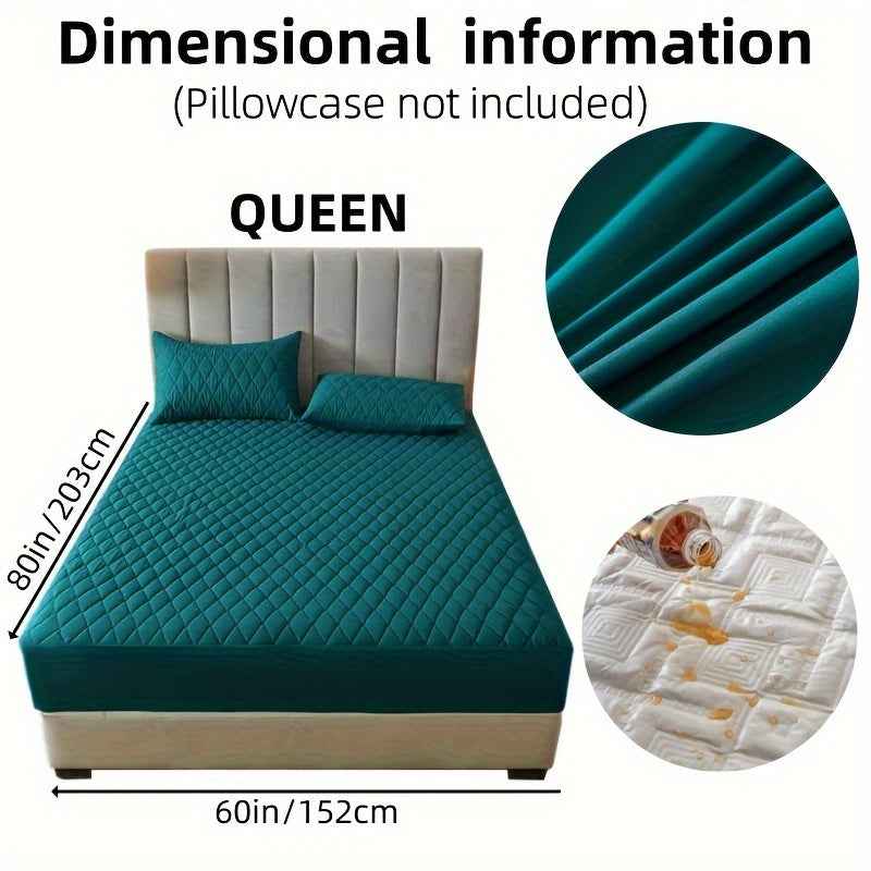 1pc Layered Solid Color Waterproof Mattress Protector (Without Pillowcase And Pillow Insert) Soft And Comfortable Mattress Cover Bedroom Guest Room Bedding Waterproof Mattress Protector Room Bedspread Non-slip All-inclusive P