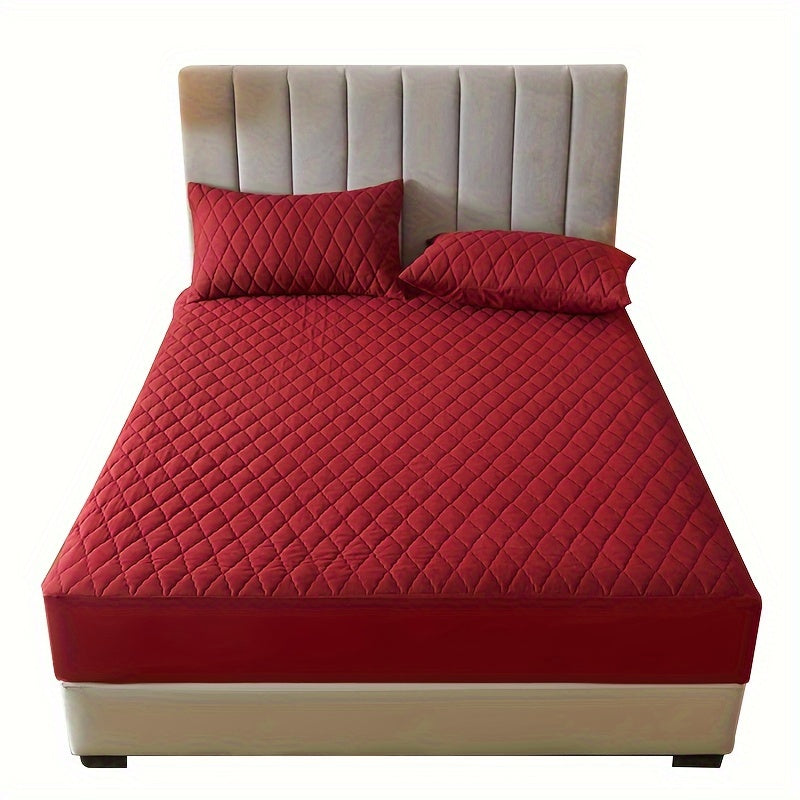 1pc Layered Solid Color Waterproof Mattress Protector (Without Pillowcase And Pillow Insert) Soft And Comfortable Mattress Cover Bedroom Guest Room Bedding Waterproof Mattress Protector Room Bedspread Non-slip All-inclusive P