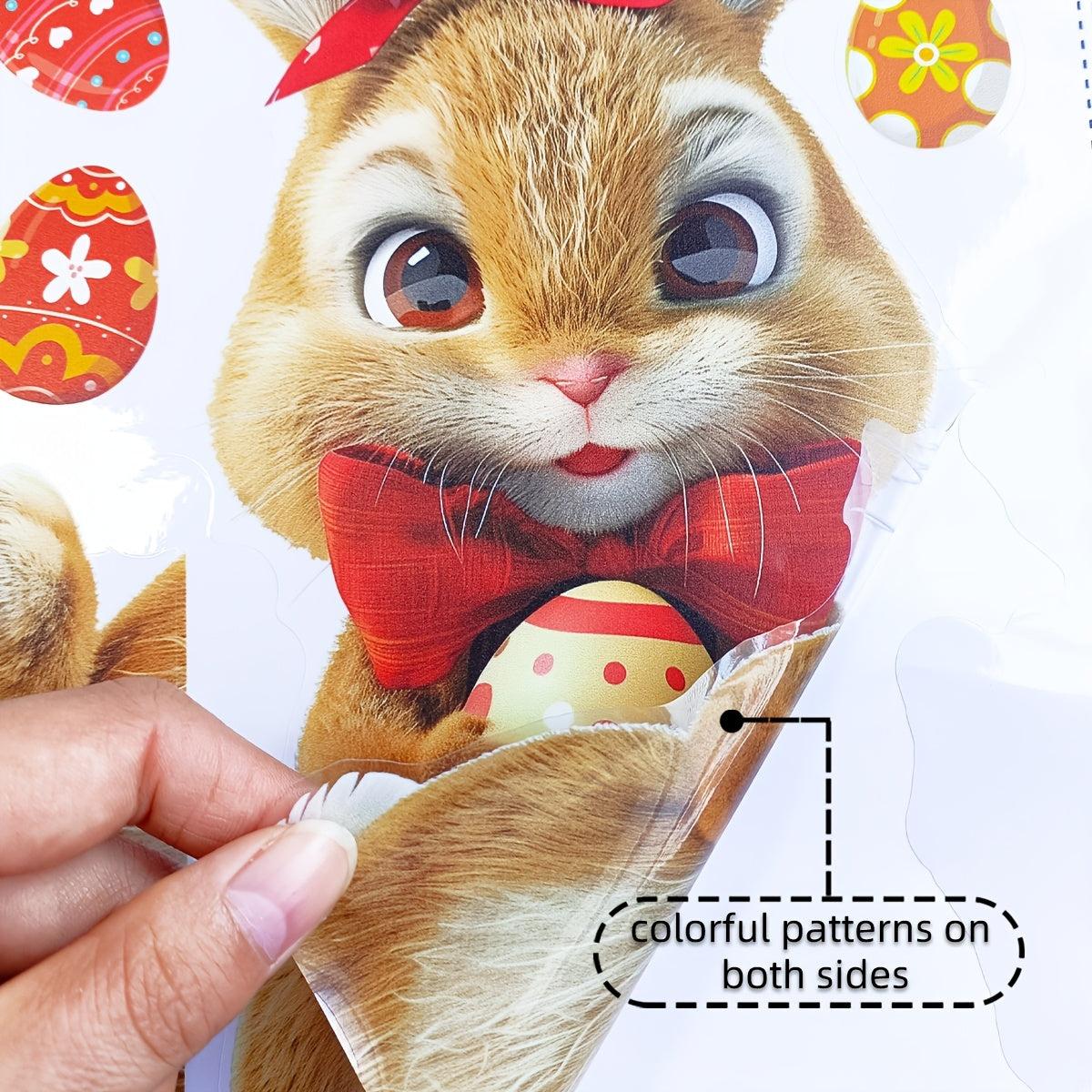 Easter Bunny & Egg Double-Sided Electrostatic Glass Window Cling