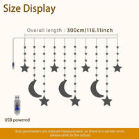 Moon and Star Fairy String Lights, USB Powered Resin Hanging Decorations - 98 LED