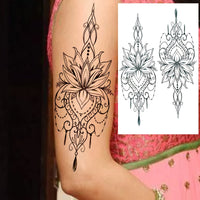 Realistic Waterproof Henna - Lotus Mandala Temporary Tattoo Stickers