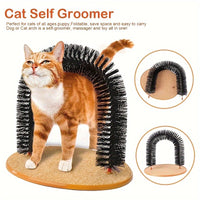 Self Groomer Cat Massager Toy, Interactive Cat Hair Removal Brush With Scratching Pad