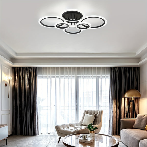 Modern LED Recessed Ceiling Light, 6-Ring Design, 4000K Non-Dimmable, E26 Base, for Kitchen, Living Room, Bedroom, Laundry Room Lighting - Indoor LED Lights, Energy Efficient, Ceiling Light Fixture
