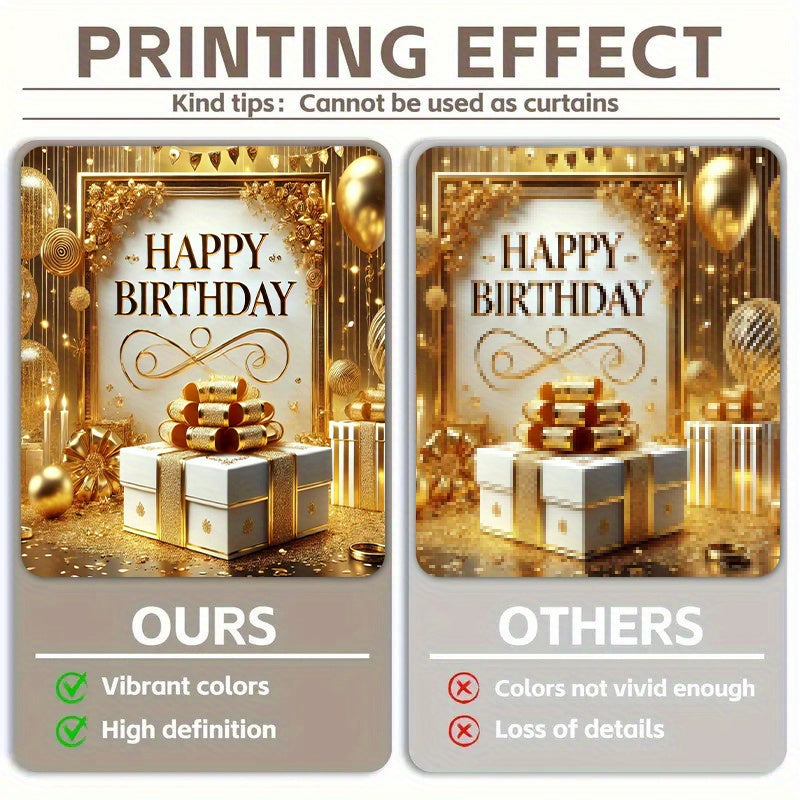 Luxurious Golden-Themed Happy Birthday Backdrop - 243.84x182 cm