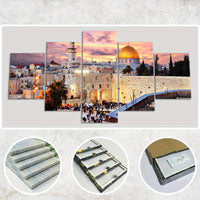 Wooden Framed Canvas, The Urban Landscape Of Jerusalem Theme Poster - 5pcs