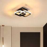 1pc Warm White / Three-color Changing Light Square Design Ultra-thin Anti-flicker Modern Nordic Ceiling Lamp Double Ring Chandelier / Geometric Combination Lamp / Living Room Main Lamp / Bedroom Decorative Lamp / Restaurant A