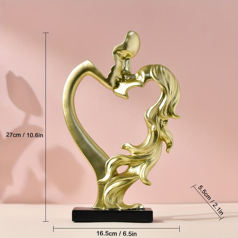 Crafts Ceremony Kiss Statue Decoration Golden Lover Figure Sculpture