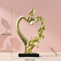 Crafts Ceremony Kiss Statue Decoration Golden Lover Figure Sculpture