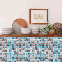 Self-Adhesive, Green & Blue Mosaic Contact Paper