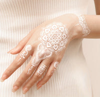White Henna Temporary Tattoos - Lace Mandala Designs - 4 Sheets