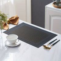 6pcs Anti-slip PVC Heat-resistant Table Mats 33.02cm x 90.93cm Double Frame Series Hotel Insulation Table Mats Restaurant Holiday Decoration Tablecloth