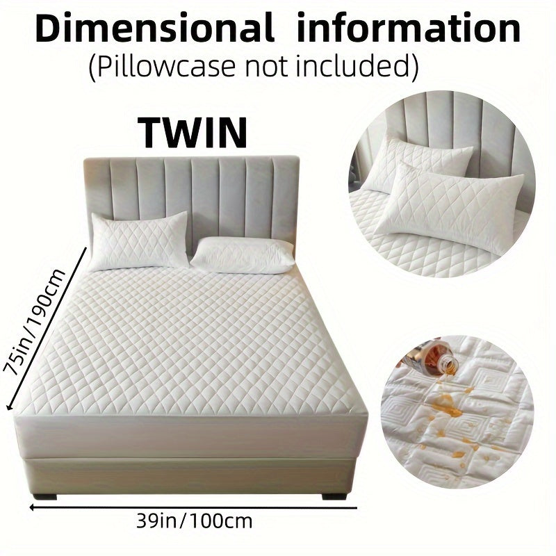 1pc Layered Solid Color Waterproof Mattress Protector (Without Pillowcase And Pillow Insert) Soft And Comfortable Mattress Cover Bedroom Guest Room Bedding Waterproof Mattress Protector Room Bedspread Non-slip All-inclusive P