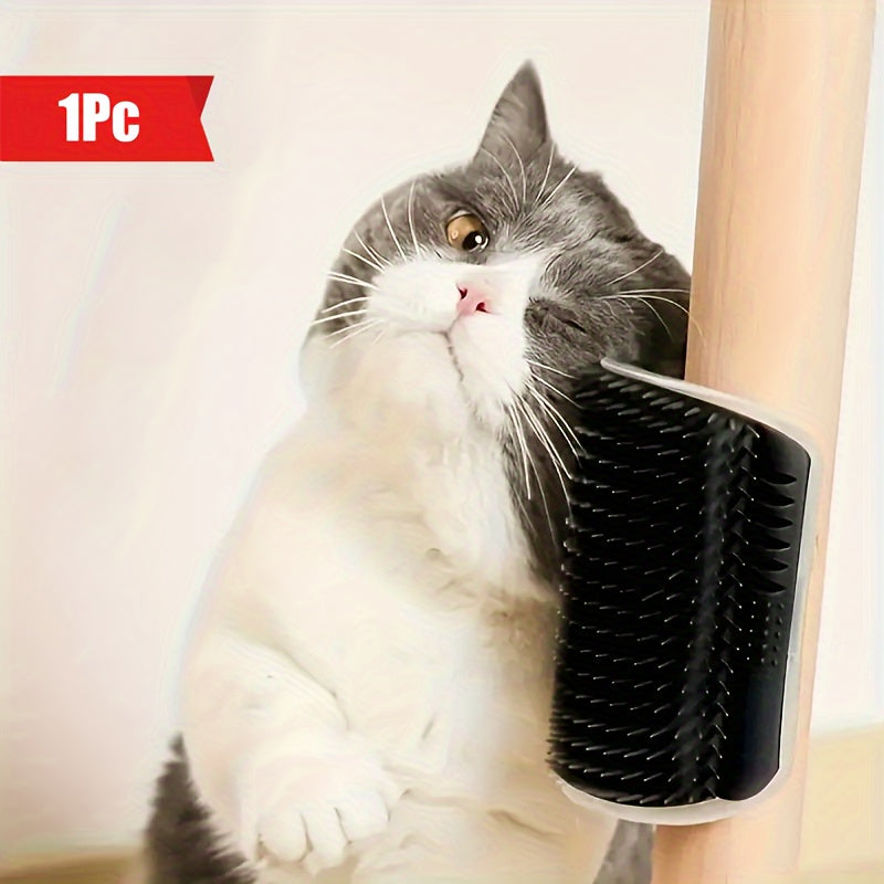 Wall-Mounted Cat Self-Groomer Brush - Corner Massaging Scratcher