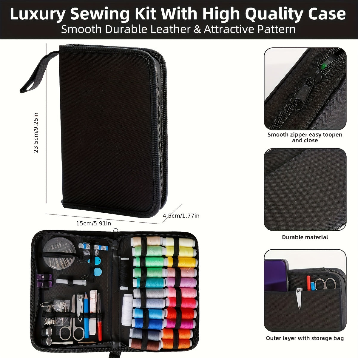 Portable Mini Travel Sewing Kit - Colorful Canvas, All-Season Essentials for Quick Repairs & Everyday Use