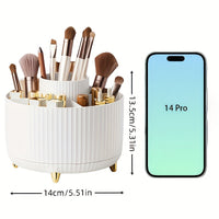 Luxury 360-Degree Rotating Makeup Organizer with 5 Compartments - Hypoallergenic, Durable Plastic Storage for Brushes, Lipsticks & More - Easy Install, Polished Finish