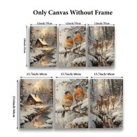 Winter Cabin & Wildlife Canvas Art Set, 39.88x59.94cm - 3pcs