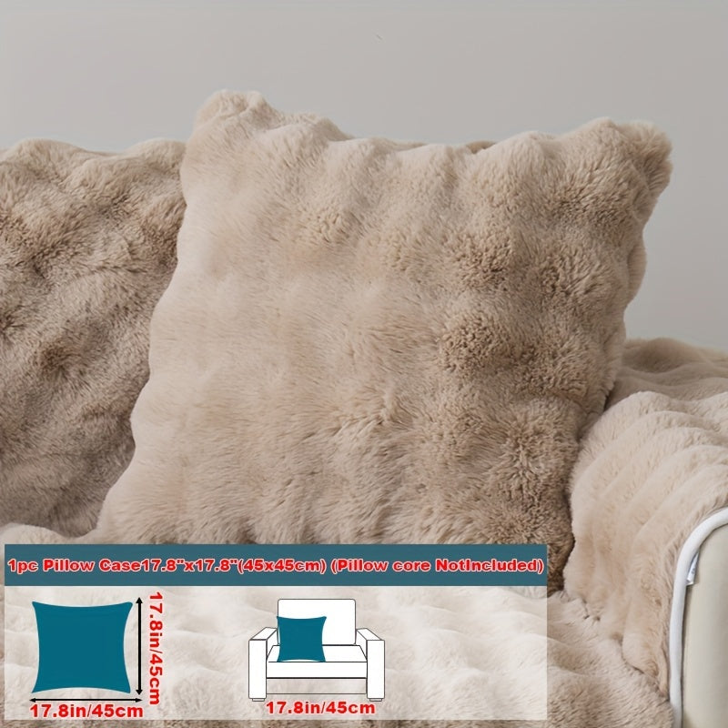Luxurious Faux Rabbit Fur Sofa Cover - Soft, Thick Plush Slipcover for Cozy Winter Warmth - Pet-Friendly, Machine Washable - Fits Single to Four-Seater Sofas - Perfect for Living Room, Bedroom, Office Decor