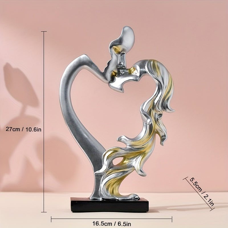 Crafts Ceremony Kiss Statue Decoration Golden Lover Figure Sculpture