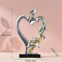 Crafts Ceremony Kiss Statue Decoration Golden Lover Figure Sculpture