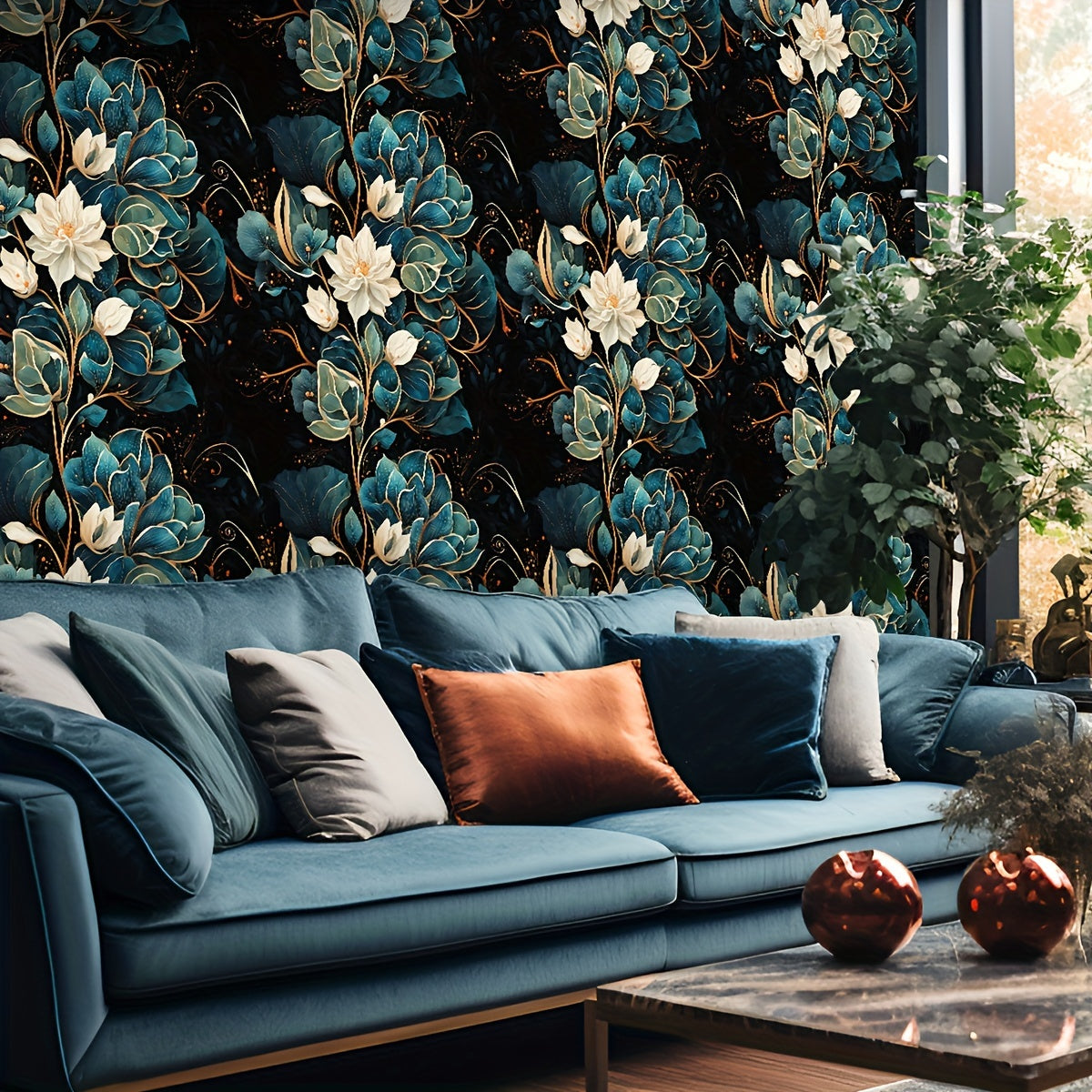 Retro Floral Self-Adhesive Wallpaper