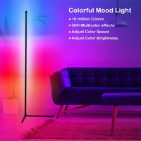 RGB LED Corner Floor Lamp with Remote, USB Powered - Adjustable Height